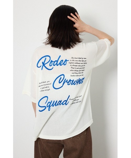 RODEO CROWNS WIDE BOWL(ロデオクラウンズワイドボウル)の「Vネックメッセージロゴニットトップス(その他トップス・レディース・ライトブルー/ピンク/オフホワイト/ブラック・FREE)」の9枚目の写真