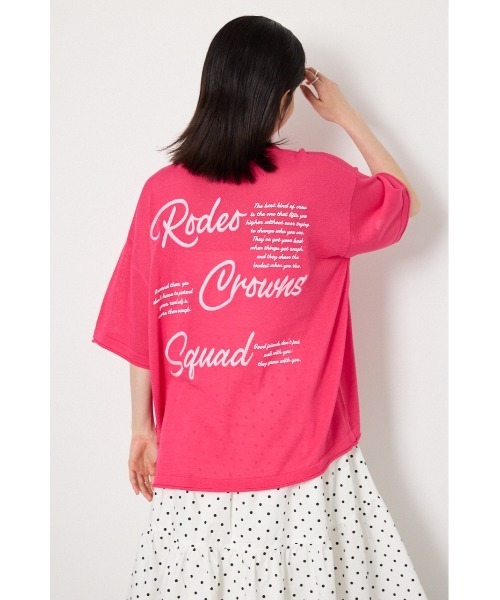 RODEO CROWNS WIDE BOWL(ロデオクラウンズワイドボウル)の「Vネックメッセージロゴニットトップス(その他トップス・レディース・ライトブルー/ピンク/オフホワイト/ブラック・FREE)」の12枚目の写真