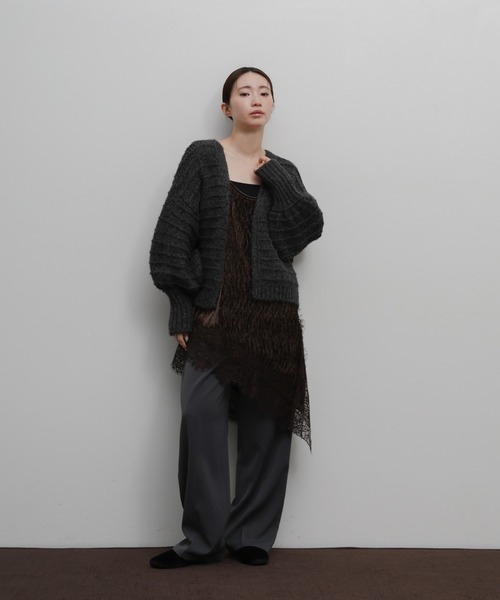 select MOCA Et（セレクトモカエト）の「【Et】Lace-Hem Velour Crepe Asymmetry long Camisole（キャミソール・レディース・ブラウン/ブラック・FREE）」の21枚目の写真