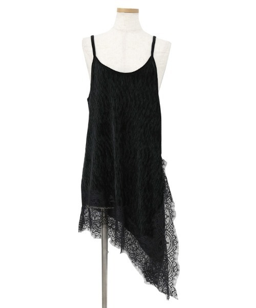 select MOCA Et（セレクトモカエト）の「【Et】Lace-Hem Velour Crepe Asymmetry long Camisole（キャミソール・レディース・ブラウン/ブラック・FREE）」の22枚目の写真