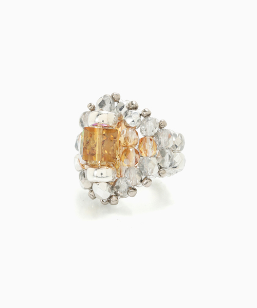 JOURNAL STANDARD(ジャーナルスタンダード)の「TIE A KNOT / タイ ア ノット CRYSTAL BEADS RING with SILVER(リング・メンズ・ベージュ系その他・MEDIUM/SMALL)」の1枚目の写真