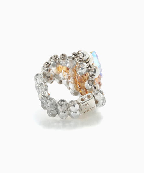 JOURNAL STANDARD(ジャーナルスタンダード)の「TIE A KNOT / タイ ア ノット CRYSTAL BEADS RING with SILVER(リング・メンズ・ベージュ系その他・MEDIUM/SMALL)」の2枚目の写真