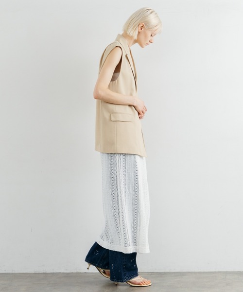 CREDONA(クレドナ)の「SHEER WRAP SKIRT/シアーラップスカート(スカート・レディース・ホワイト/ブラック・FREE)」の5枚目の写真