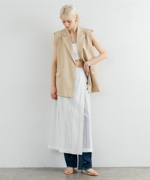 CREDONA(クレドナ)の「SHEER WRAP SKIRT/シアーラップスカート(スカート・レディース・ホワイト/ブラック・FREE)」の7枚目の写真
