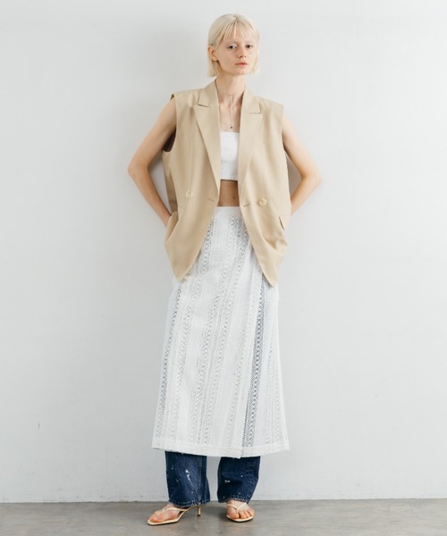 CREDONA(クレドナ)の「SHEER WRAP SKIRT/シアーラップスカート(スカート・レディース・ホワイト/ブラック・FREE)」の4枚目の写真