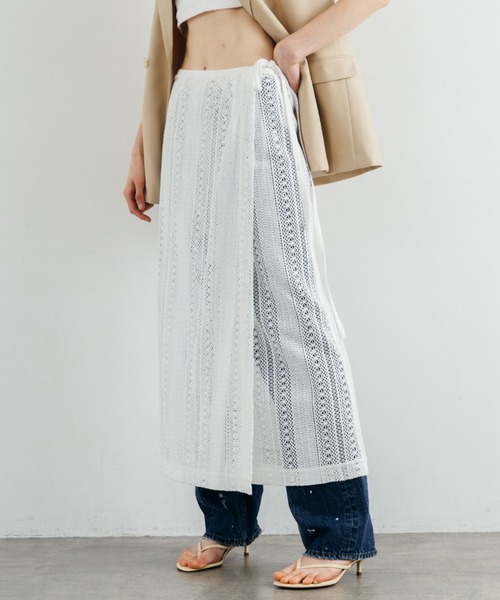 CREDONA(クレドナ)の「SHEER WRAP SKIRT/シアーラップスカート(スカート・レディース・ホワイト/ブラック・FREE)」の9枚目の写真