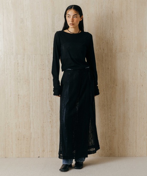 CREDONA(クレドナ)の「SHEER WRAP SKIRT/シアーラップスカート(スカート・レディース・ホワイト/ブラック・FREE)」の3枚目の写真