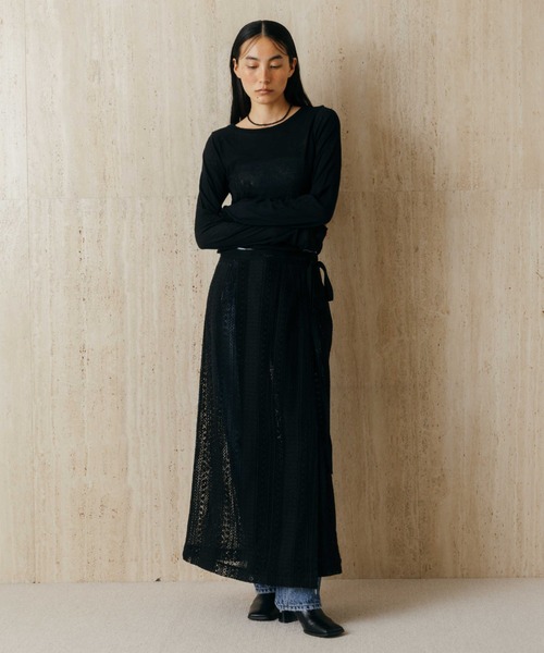 CREDONA(クレドナ)の「SHEER WRAP SKIRT/シアーラップスカート(スカート・レディース・ホワイト/ブラック・FREE)」の13枚目の写真