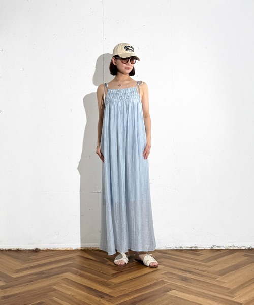 MAISON SELECT（メゾンセレクト）の「6C94 ショルダーリボン キャミワンピース（ワンピース・レディース・イエロー/ブラック/ライトブルー/ベージュ・FREE）」の9枚目の写真