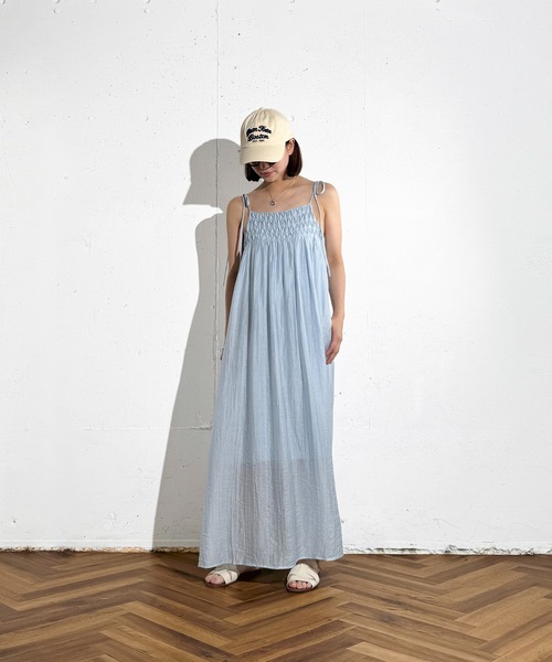 MAISON SELECT（メゾンセレクト）の「6C94 ショルダーリボン キャミワンピース（ワンピース・レディース・イエロー/ブラック/ライトブルー/ベージュ・FREE）」の7枚目の写真