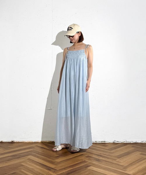 MAISON SELECT（メゾンセレクト）の「6C94 ショルダーリボン キャミワンピース（ワンピース・レディース・イエロー/ブラック/ライトブルー/ベージュ・FREE）」の8枚目の写真