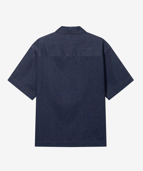 MINDBRIDGE（マインドブリッジ）の「[COUTURE]リネン混紡デニムライクオーバーサイズ半袖シャツ（シャツ/ブラウス・メンズ・インディゴブルー・100/110/95/105）」の5枚目の写真