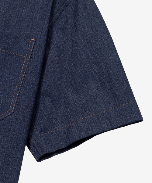 MINDBRIDGE（マインドブリッジ）の「[COUTURE]リネン混紡デニムライクオーバーサイズ半袖シャツ（シャツ/ブラウス・メンズ・インディゴブルー・100/110/95/105）」の10枚目の写真