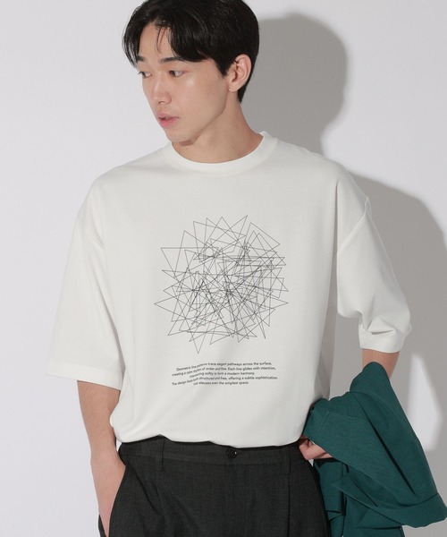 LAKOLE(ラコレ)の「ジオラインアートプリントT / 672895(Tシャツ/カットソー・メンズ・ホワイト/ブルー・MEDIUM/LARGE)」の10枚目の写真
