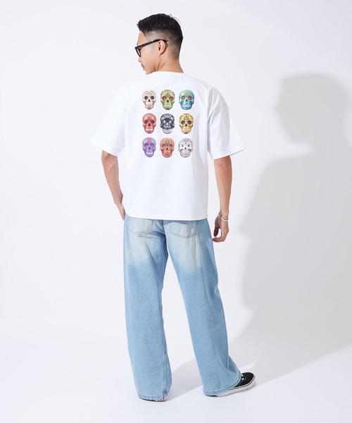 En serio TOKYO(エンソリオトーキョー)の「【SIDEWAYSTANCE】カラフルスカル半袖Tシャツ 70804(Tシャツ/カットソー・メンズ・ブラック/ホワイト・LARGE/SMALL)」の4枚目の写真