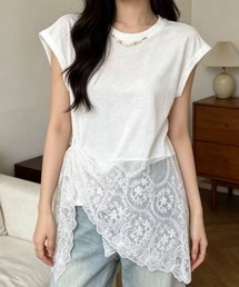 レース切り替えイレギュラーTシャツ