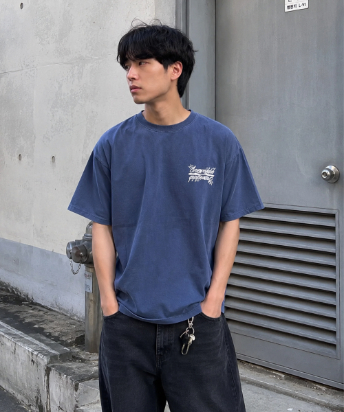 CREAM SODA LAB(クリームソーダラボ)の「シーアルエスディーエル スモールロゴガーメントダイングピグメント半袖Tシャツ スティールブルー ホワイト(Tシャツ/カットソー・メンズ・その他・LARGE/X-LARGE)」の1枚目の写真