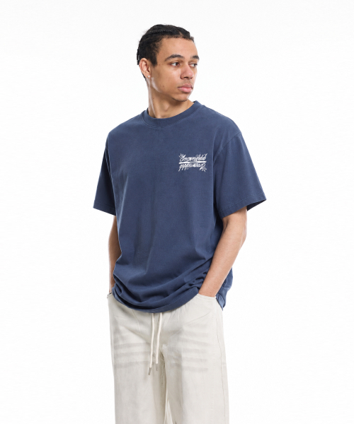 CREAM SODA LAB(クリームソーダラボ)の「シーアルエスディーエル スモールロゴガーメントダイングピグメント半袖Tシャツ スティールブルー ホワイト(Tシャツ/カットソー・メンズ・その他・LARGE/X-LARGE)」の5枚目の写真