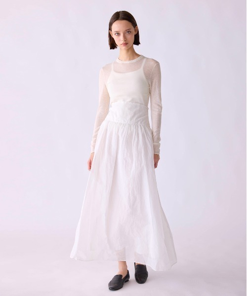 Marilyn Moon(マリリンムーン)の「sheer starched cotton 2way cami skirt(スカート・レディース・オフホワイト/ブラック/オリーブ・FREE)」の6枚目の写真