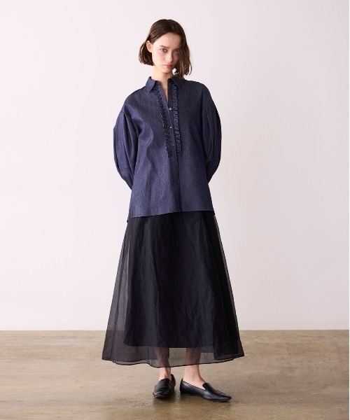 Marilyn Moon(マリリンムーン)の「sheer starched cotton 2way cami skirt(スカート・レディース・オフホワイト/ブラック/オリーブ・FREE)」の12枚目の写真