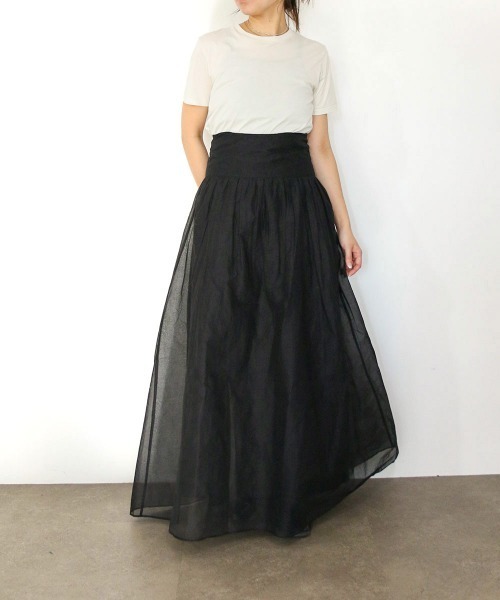 Marilyn Moon(マリリンムーン)の「sheer starched cotton 2way cami skirt(スカート・レディース・オフホワイト/ブラック/オリーブ・FREE)」の17枚目の写真