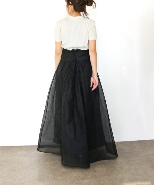 Marilyn Moon(マリリンムーン)の「sheer starched cotton 2way cami skirt(スカート・レディース・オフホワイト/ブラック/オリーブ・FREE)」の19枚目の写真