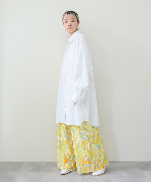 DOLLUPOOPS(ドールアップウップス)の「Botanical Bird Smocked Waist Easy Pants(ボタニカルバードウエストシャーリングイージーパンツ)(その他パンツ・レディース・イエロー/ブルー・FREE)」の6枚目の写真