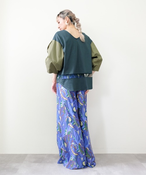 DOLLUPOOPS(ドールアップウップス)の「Botanical Bird Smocked Waist Easy Pants(ボタニカルバードウエストシャーリングイージーパンツ)(その他パンツ・レディース・イエロー/ブルー・FREE)」の10枚目の写真
