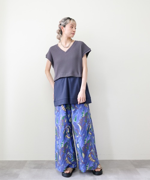 DOLLUPOOPS(ドールアップウップス)の「Botanical Bird Smocked Waist Easy Pants(ボタニカルバードウエストシャーリングイージーパンツ)(その他パンツ・レディース・イエロー/ブルー・FREE)」の14枚目の写真