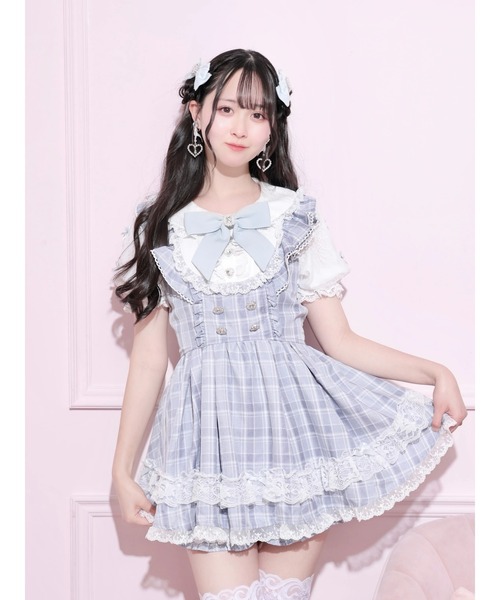 NOEMIE(ノエミー)の「メニーリボンラッフルフリルヨークセットアップ(ワンピース・レディース・ダークグレー/ピンク/サックスブルー・M)」の2枚目の写真