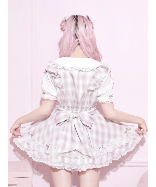 NOEMIE(ノエミー)の「メニーリボンラッフルフリルヨークセットアップ(ワンピース・レディース・ダークグレー/ピンク/サックスブルー・M)」の6枚目の写真