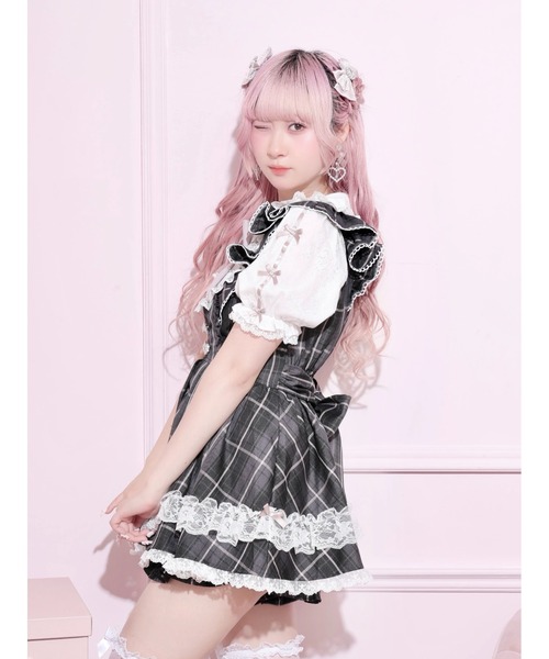 NOEMIE(ノエミー)の「メニーリボンラッフルフリルヨークセットアップ(ワンピース・レディース・ダークグレー/ピンク/サックスブルー・M)」の11枚目の写真