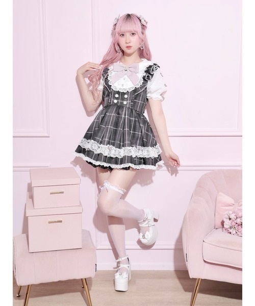 NOEMIE(ノエミー)の「メニーリボンラッフルフリルヨークセットアップ(ワンピース・レディース・ダークグレー/ピンク/サックスブルー・M)」の13枚目の写真