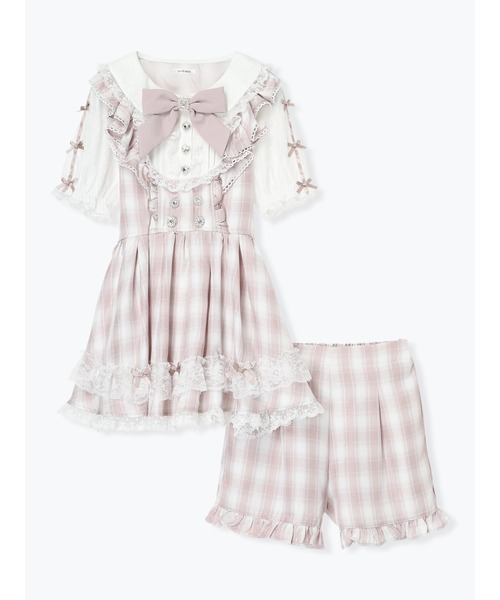 NOEMIE(ノエミー)の「メニーリボンラッフルフリルヨークセットアップ(ワンピース・レディース・ダークグレー/ピンク/サックスブルー・M)」の14枚目の写真
