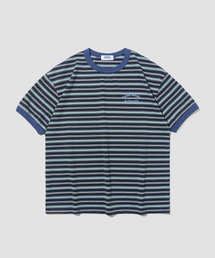 アセンティックソフトロゴストライプTシャツ（ネイビー/ブルー）