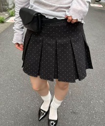 dot box pleated mini skirt