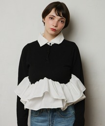 < ZOZOTOWN限定 >ペプラムポロニットトップス
