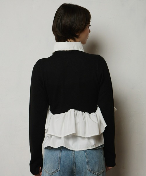mic by Olu.（ミックバイオルドット）の「＜ ZOZOTOWN限定 ＞ペプラムポロニットトップス（ニット/セーター・レディース・ブラック/グレー・FREE）」の4枚目の写真