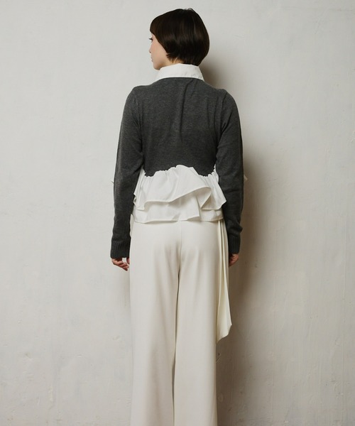 mic by Olu.（ミックバイオルドット）の「＜ ZOZOTOWN限定 ＞ペプラムポロニットトップス（ニット/セーター・レディース・ブラック/グレー・FREE）」の9枚目の写真