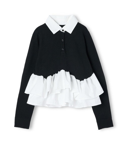 mic by Olu.（ミックバイオルドット）の「＜ ZOZOTOWN限定 ＞ペプラムポロニットトップス（ニット/セーター・レディース・ブラック/グレー・FREE）」の12枚目の写真