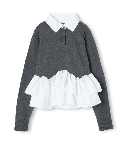mic by Olu.（ミックバイオルドット）の「＜ ZOZOTOWN限定 ＞ペプラムポロニットトップス（ニット/セーター・レディース・ブラック/グレー・FREE）」の13枚目の写真