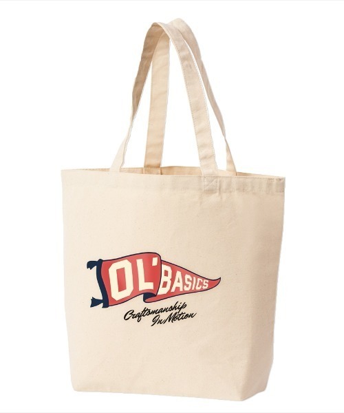 Ol' Basics(オールベーシックス)の「Ol' Basics(オール・ベーシックス) トートバッグ キャンバス フラッグイラスト ロゴ プリント 鞄 BAG アメカジ メンズ レディース ユニセックス Mサイズ(トートバッグ・レディース・ナチュラル・FREE)」の1枚目の写真
