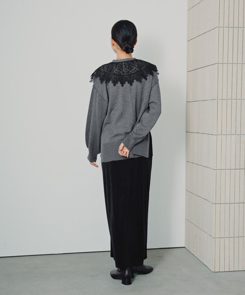 LEPSIM(レプシィム)の「レース襟付きニット長袖カーディガン 1057194(カーディガン/ボレロ・レディース・ブラック/ブラウン/チャコールグレー・FREE)」の21枚目の写真