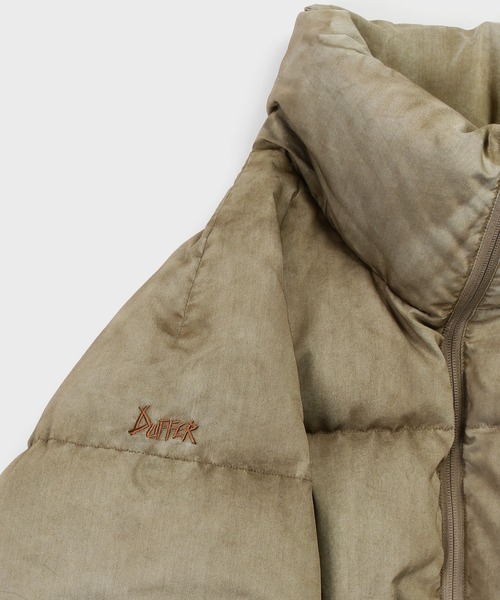 NANGA(ナンガ)の「NANGA×DUFFER SULPHUR DYES STANDCOLLAR DOWN JACKET:ナンガ別注 硫化染め スタンドカラー ダウンジャケット / フェード / ヴィンテージ風 / 650FP(ダウンジャケット/コート・メンズ・ベージュ/スミクロ・MEDIUM/SMALL/X-LARGE/LARGE)」の4枚目の写真