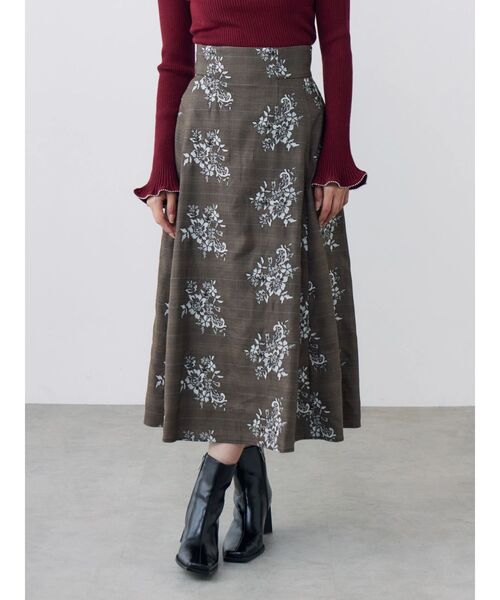 TONAL（トーナル）の「レース刺繍フレアスカート（スカート・レディース・ブラウン/グレー・SMALL/MEDIUM）」の14枚目の写真