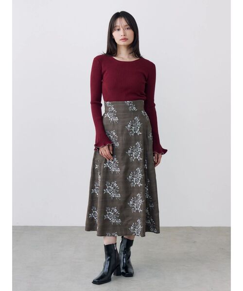 TONAL（トーナル）の「レース刺繍フレアスカート（スカート・レディース・ブラウン/グレー・SMALL/MEDIUM）」の18枚目の写真