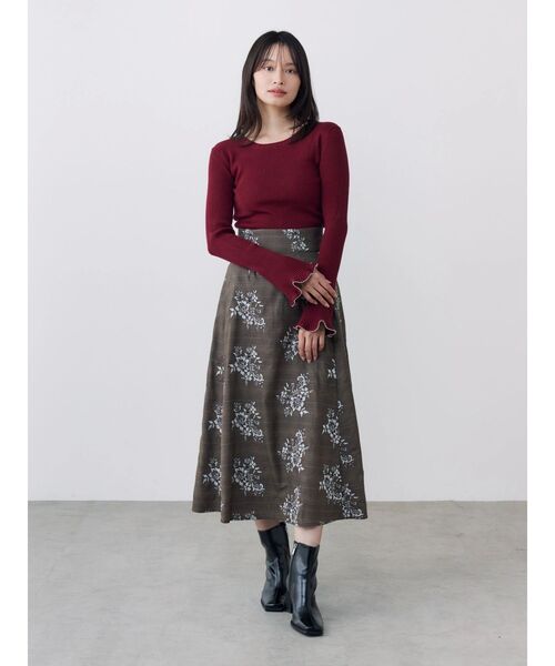 TONAL（トーナル）の「レース刺繍フレアスカート（スカート・レディース・ブラウン/グレー・SMALL/MEDIUM）」の19枚目の写真