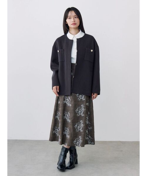 TONAL（トーナル）の「レース刺繍フレアスカート（スカート・レディース・ブラウン/グレー・SMALL/MEDIUM）」の21枚目の写真
