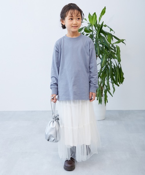 devirock(デビロック)の「綿100% お洗濯してもよれにくい ビッグシルエット 袖リブ 長袖Tシャツ(スムースタッチ)(Tシャツ/カットソー・キッズ・グリーン系/アイボリー/グレー系その他/ベージュ系その他/ホワイト/ネイビー/ダークグリーン/ブラウン系/ブラック/ベージュ系1/ブルー系1/ブルー系2/パープル系/オートミール/ブラック系その他/ピンク系2/ブルー系3/ピンク系1・80cm/160cm/90cm/150cm/110cm/120cm/130cm/140cm/100cm)」の19枚目の写真