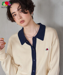 FRUIT OF THE LOOM×FREAK'S STORE/フルーツオブザルーム 別注 配色ポロニット/ポロニットカーディガン